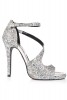 Sandale elegante cu platforma glitter argintiu