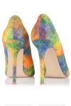 Pantofi cu toc print abstract multicolor