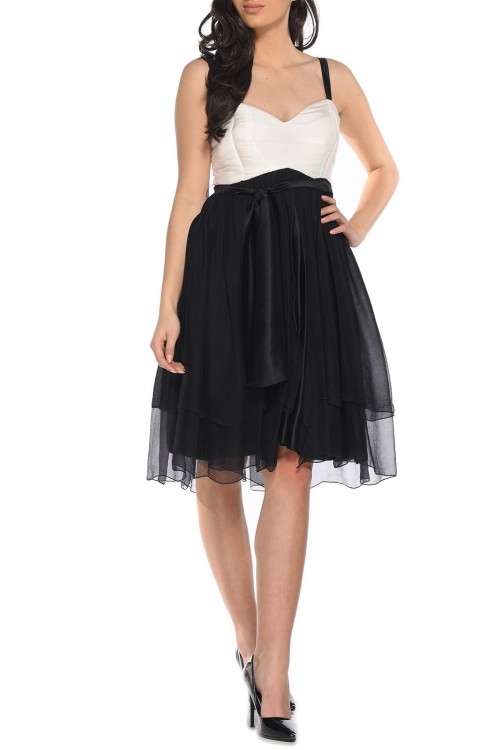 ROCHIE DE COCKTAIL ALB NEGRU ALICE